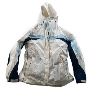 Columbia Womens Interchange Jacket Medium White Hooded Full Zip Outdoors Casual